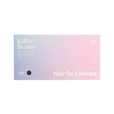 Box of 100 Killer Beauty Nitrile Black Gloves - Case of 10